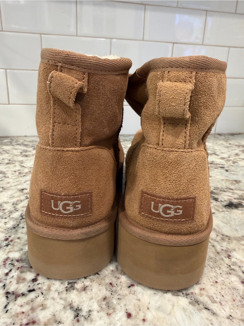 UGG Chestnut Suede Shearling Short Boots - Picture 8 of 14